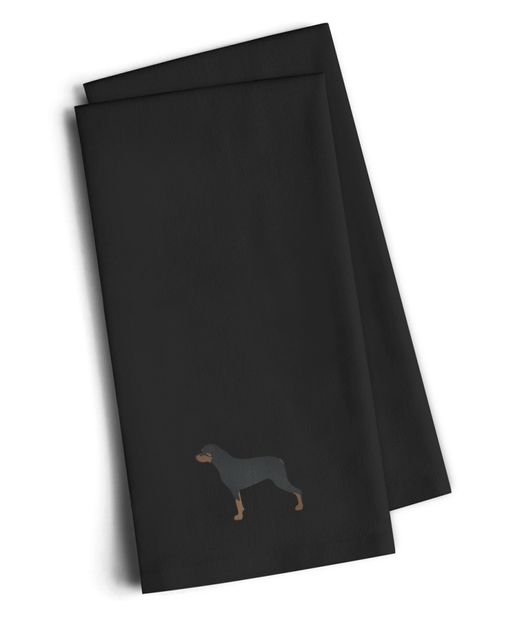 Picture of Carolines Treasures BB3466BKTWE Rottweiler Black Embroidered Kitchen Towel, Set of 2