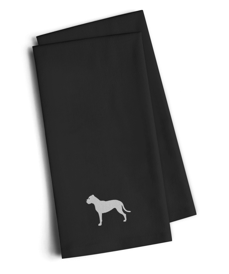 Dogo Argentino Black Embroidered Kitchen Towel - Set of 2