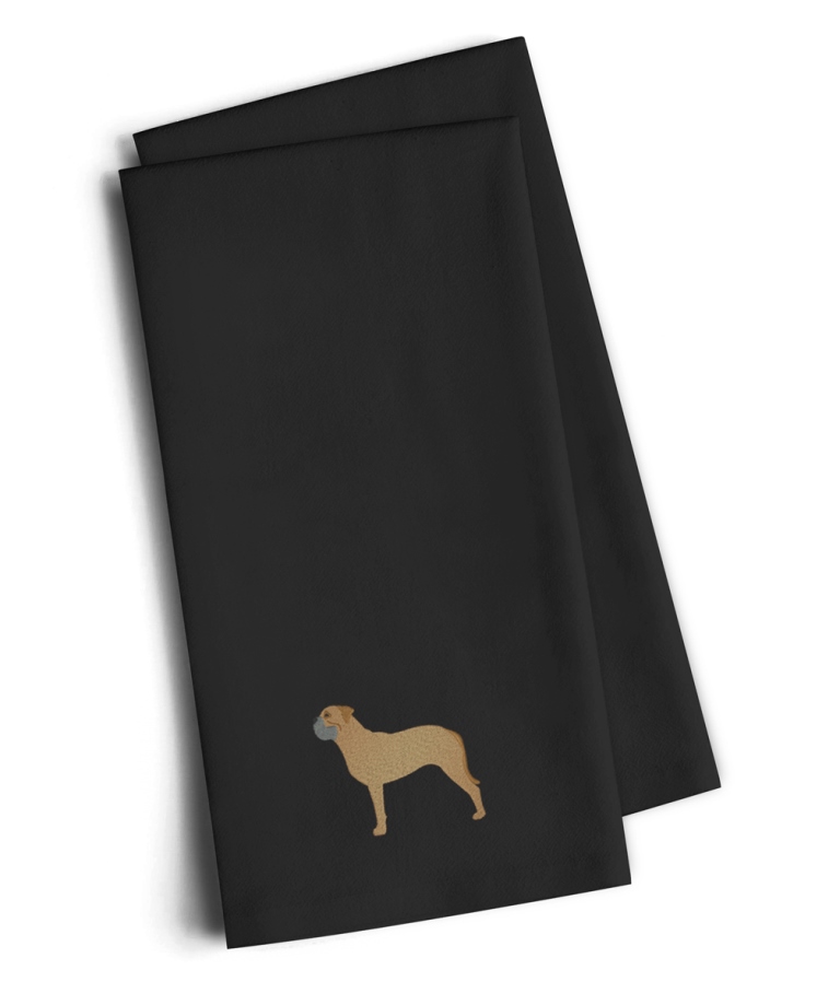 BB3471BKTWE Bullmastiff Black Embroidered Kitchen Towel, Set of 2