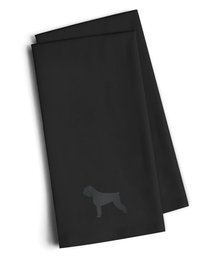 BB3473BKTWE Giant Schnauzer Black Embroidered Kitchen Towel, Set of 2