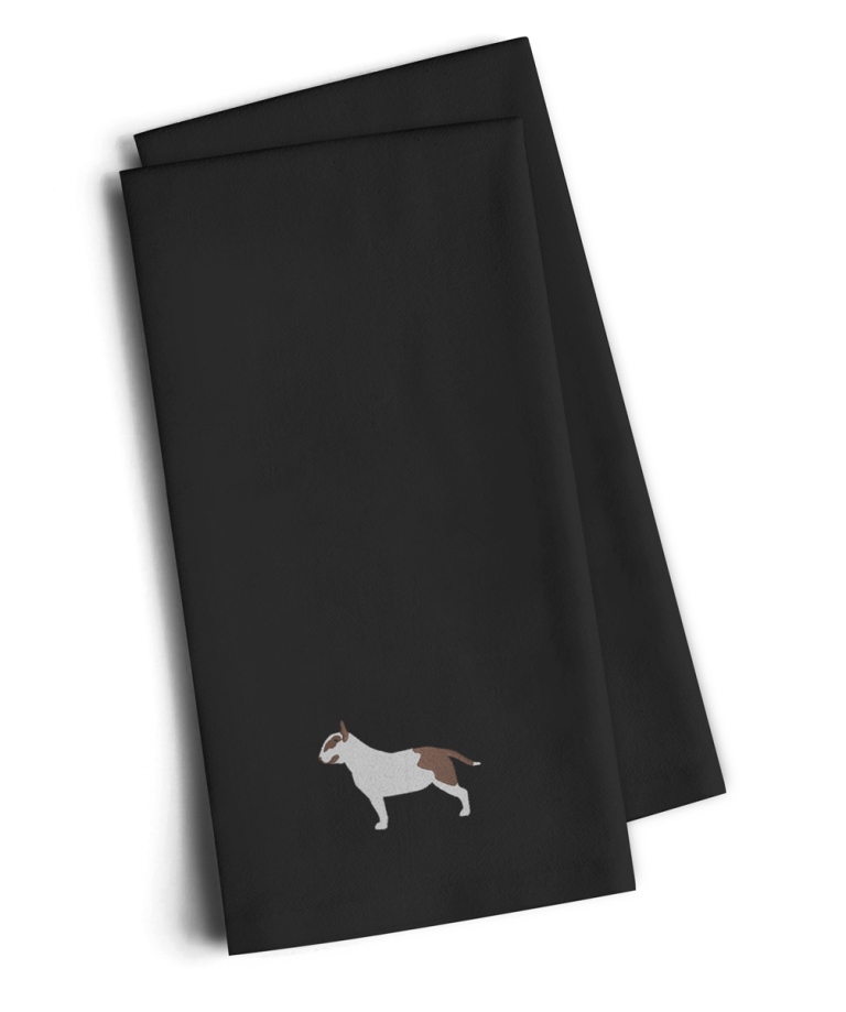 Bull Terrier Black Embroidered Kitchen Towel - Set of 2