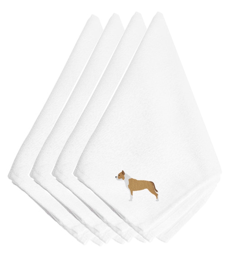 Picture of Carolines Treasures BB3454NPKE Staffordshire Bull Terrier Embroidered Napkins, Set of 4