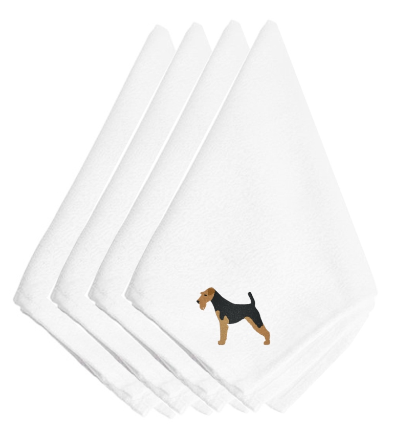 Picture of Carolines Treasures BB3457NPKE Airedale Terrier Embroidered Napkins, Set of 4
