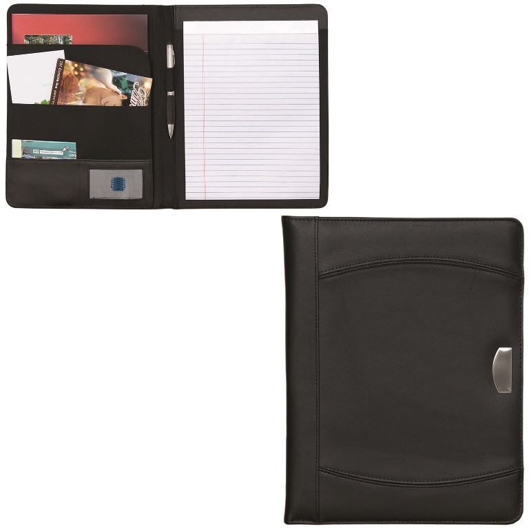 BL3283 Notebook Portfolio - Black / Black Stitching with Silver faceplate