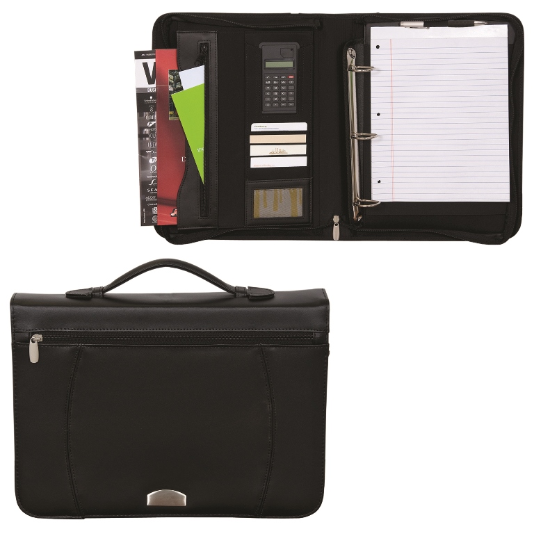 BL3292 Zippered Notepad Binder - Black with Black Stitching
