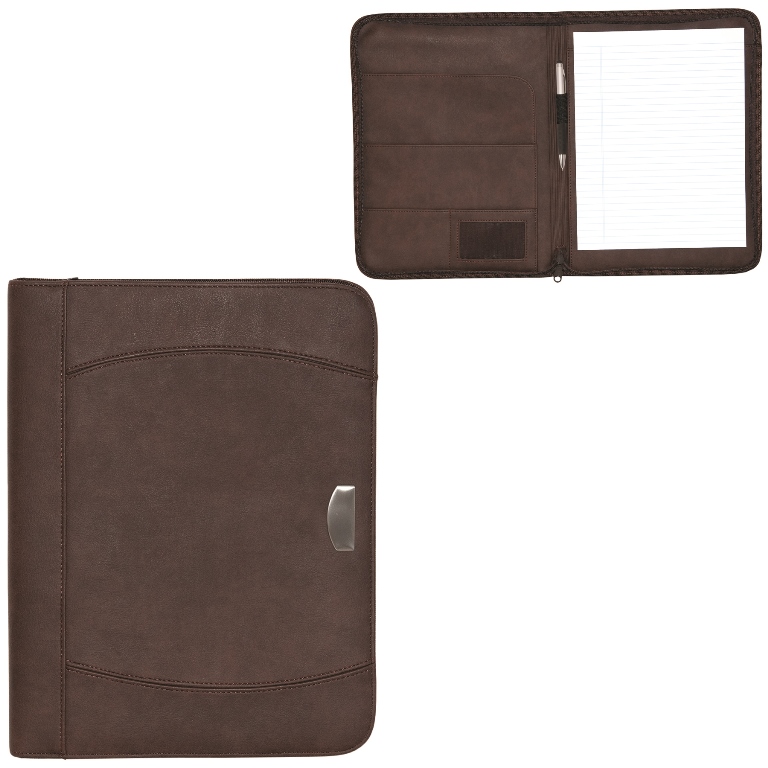 BL5272 Zippered Notebook Portfolio - Brown