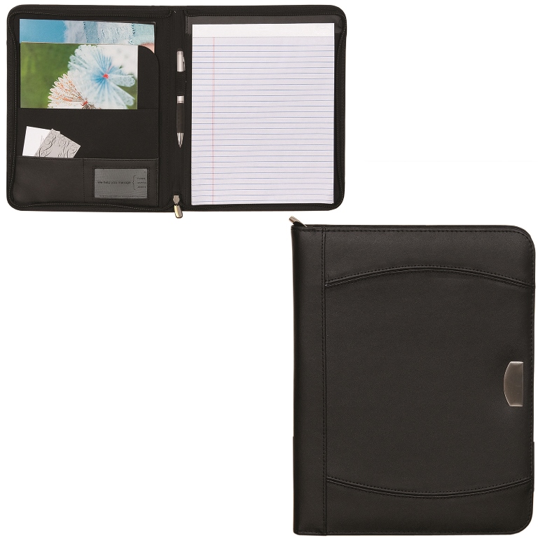 BL6827 Zippered Notebook Portfolio - Black
