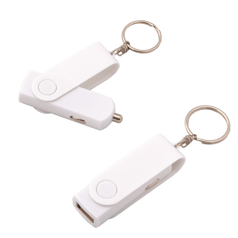 Picture of Debco CU6395 Swivel USB Key Chain Car Charger - All White 
