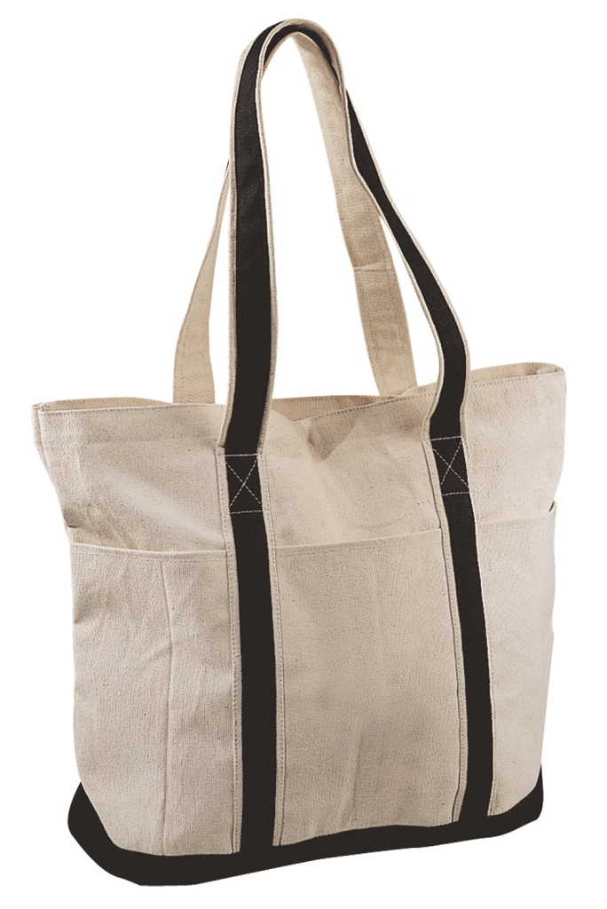 Picture of Debco E3105 Heavy Cotton Tote Bag - Natural with Black 