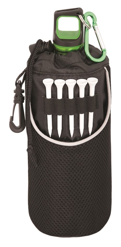 Greenside Bottle Holder - Black with Grey Piping