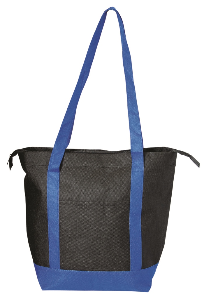 Picture of Debco NW2951 Non Woven Tote Bag - Black / Royal 