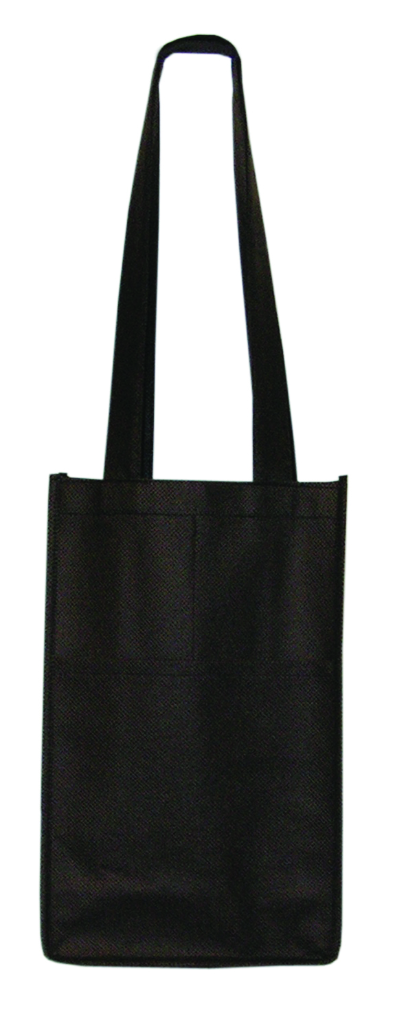 Picture of Debco NW4759 Non Woven Two Bottle Wine Bag - Black 