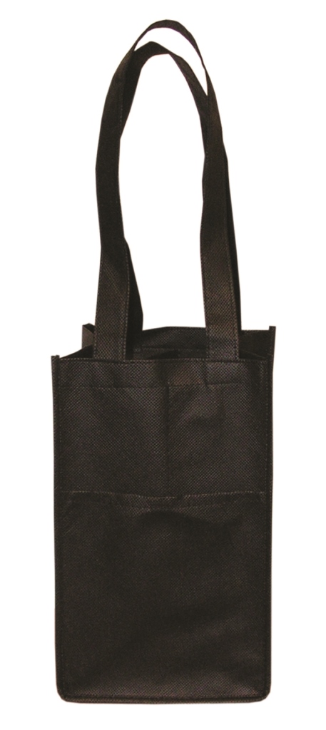 Picture of Debco NW4908 Non Woven Four Bottle Wine Bag - Black 