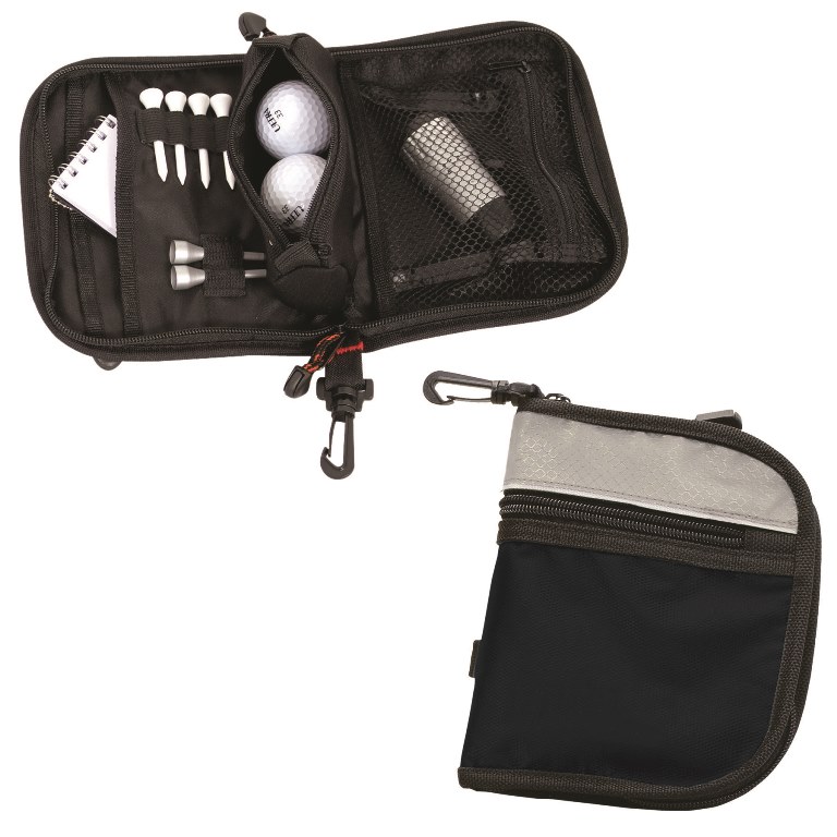 Picture of Debco P2297 Golf Accessory Bag Black  Grey with Red Trim 