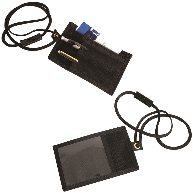 Back Zippered Money Pouch Identification Holder - Black