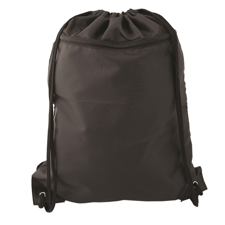 Silver Metal Grommets Drawstring Backpack - Black