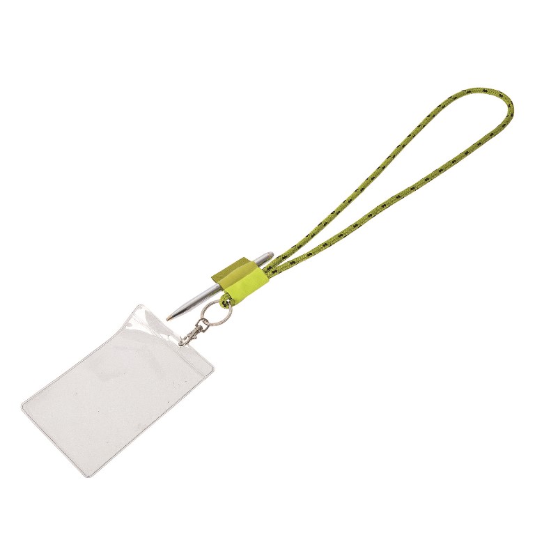 Inquirer Lanyard with Identification Holder - Lime Green / Black with Clear ID holder