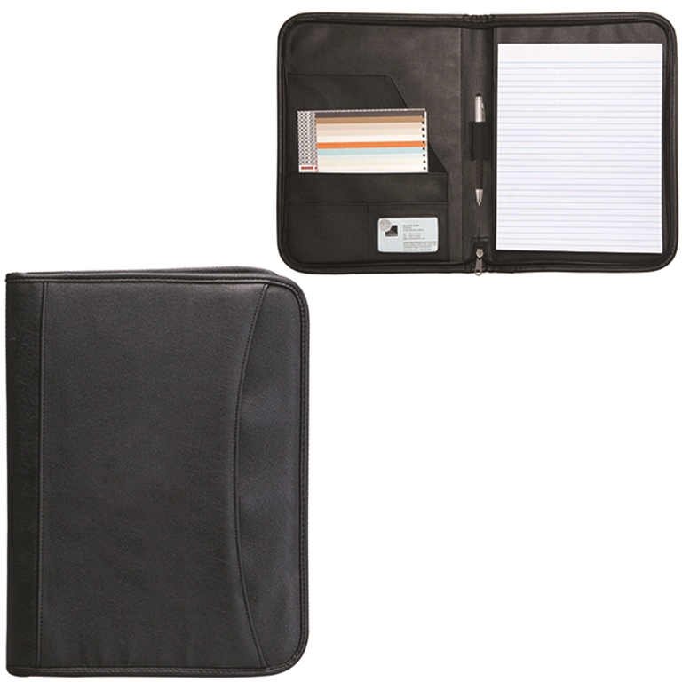 Zippered Koskin Notepad Portfolio - Black