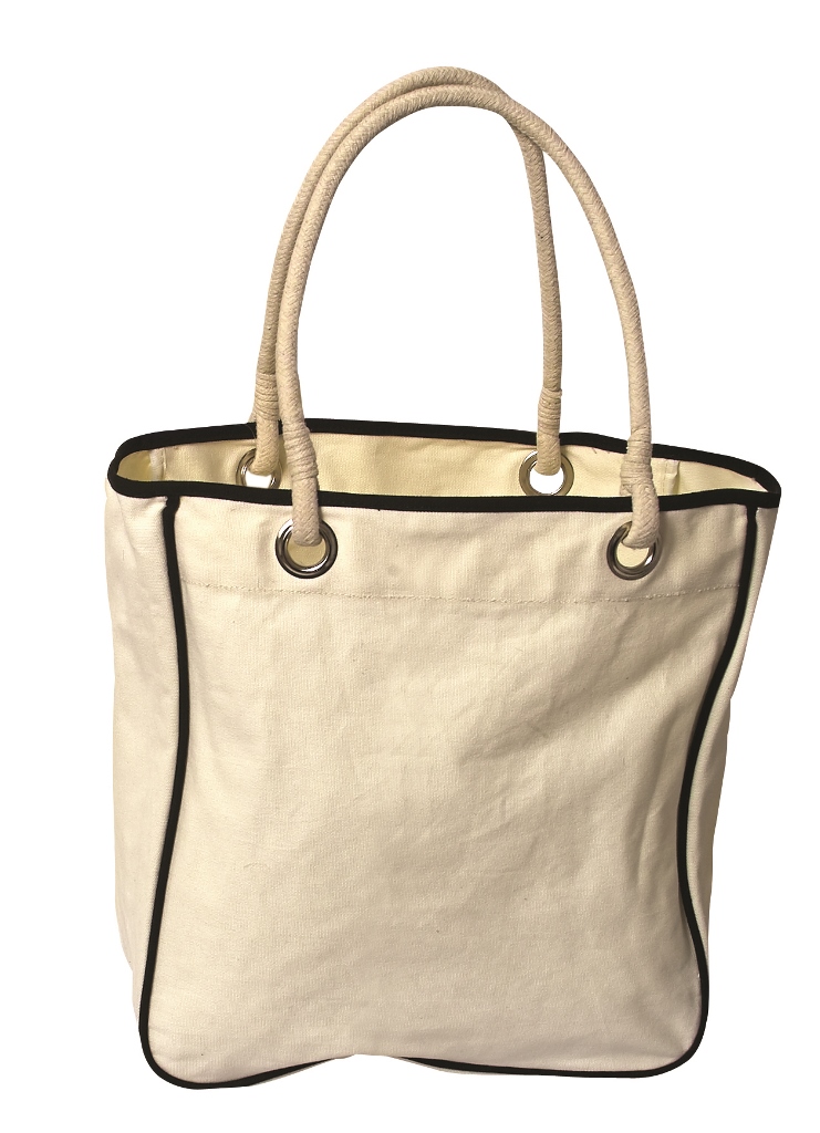 Picture of Debco TO4530 Rope Tote Bag - Natural &amp;amp; Black Trim 