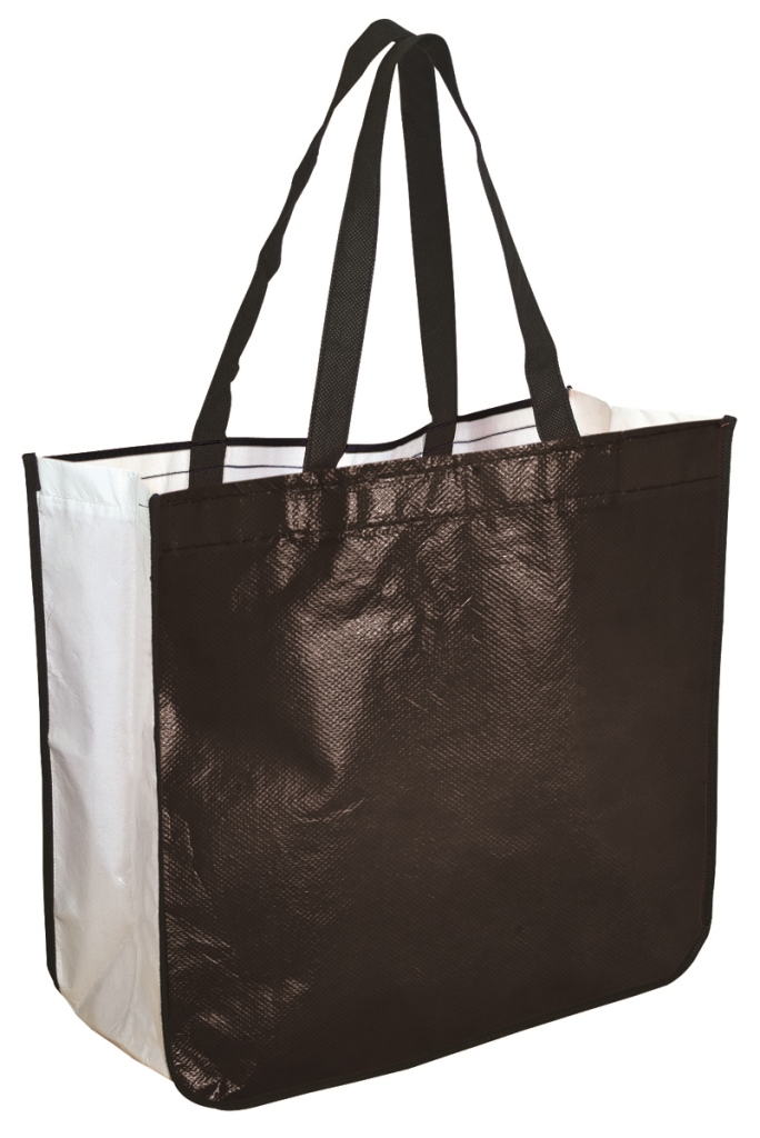 Extra Large Recycled Shopping Tote - Black / White