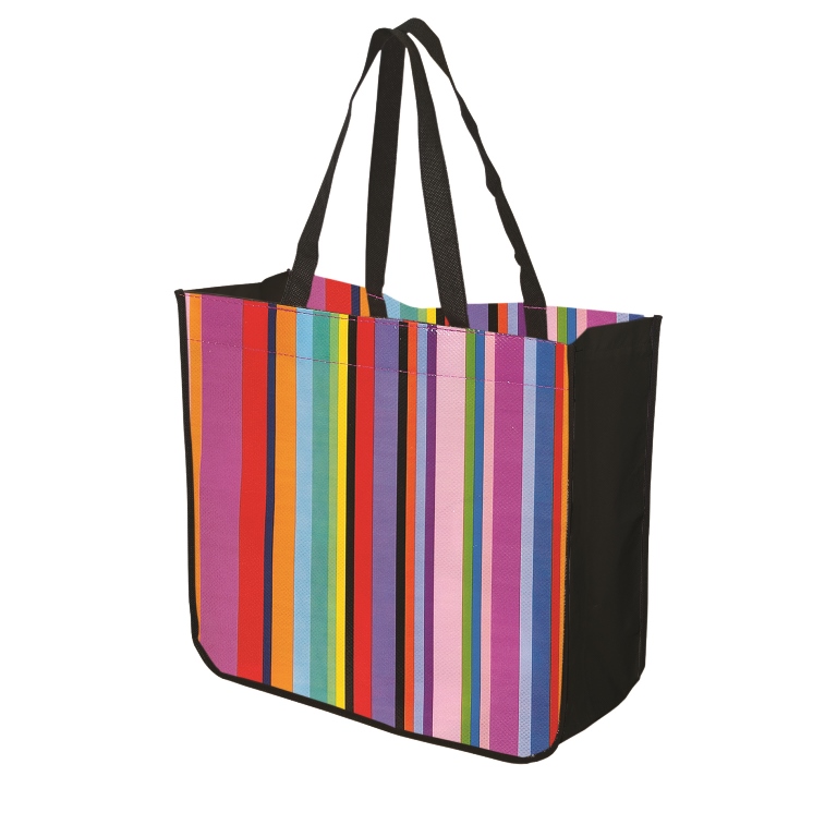 Large Multi Stripe Recycled Tote - Multi colour as Illustrated