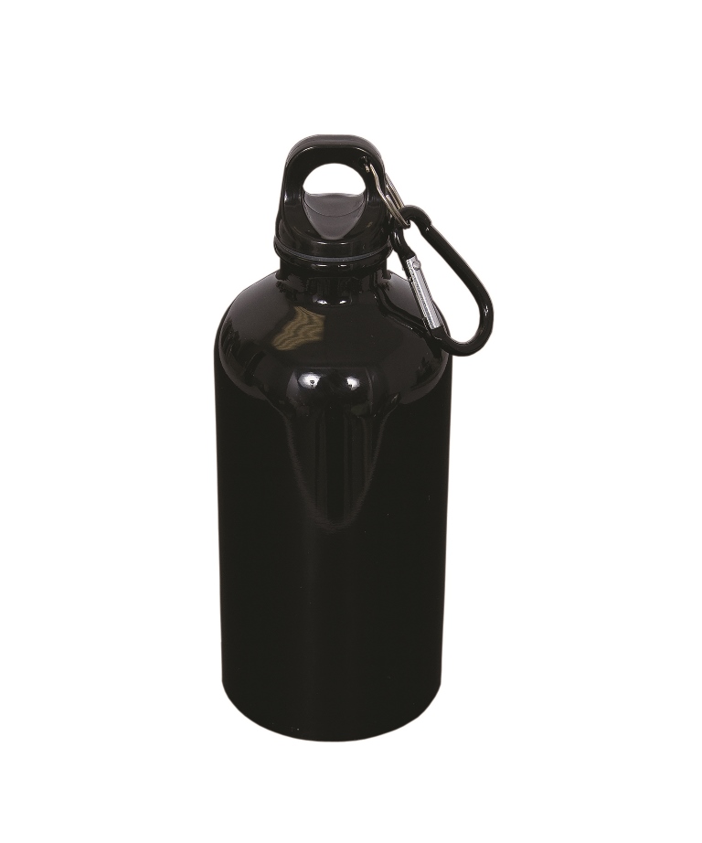 Picture of Debco WB4833 500 ml 17 oz Stainless Steel Water Bottle with Carabineer - Black 