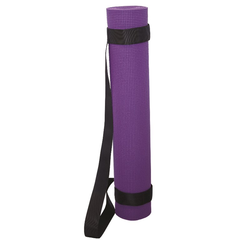 Yoga Mat with Strap Purple Mat Black Strap