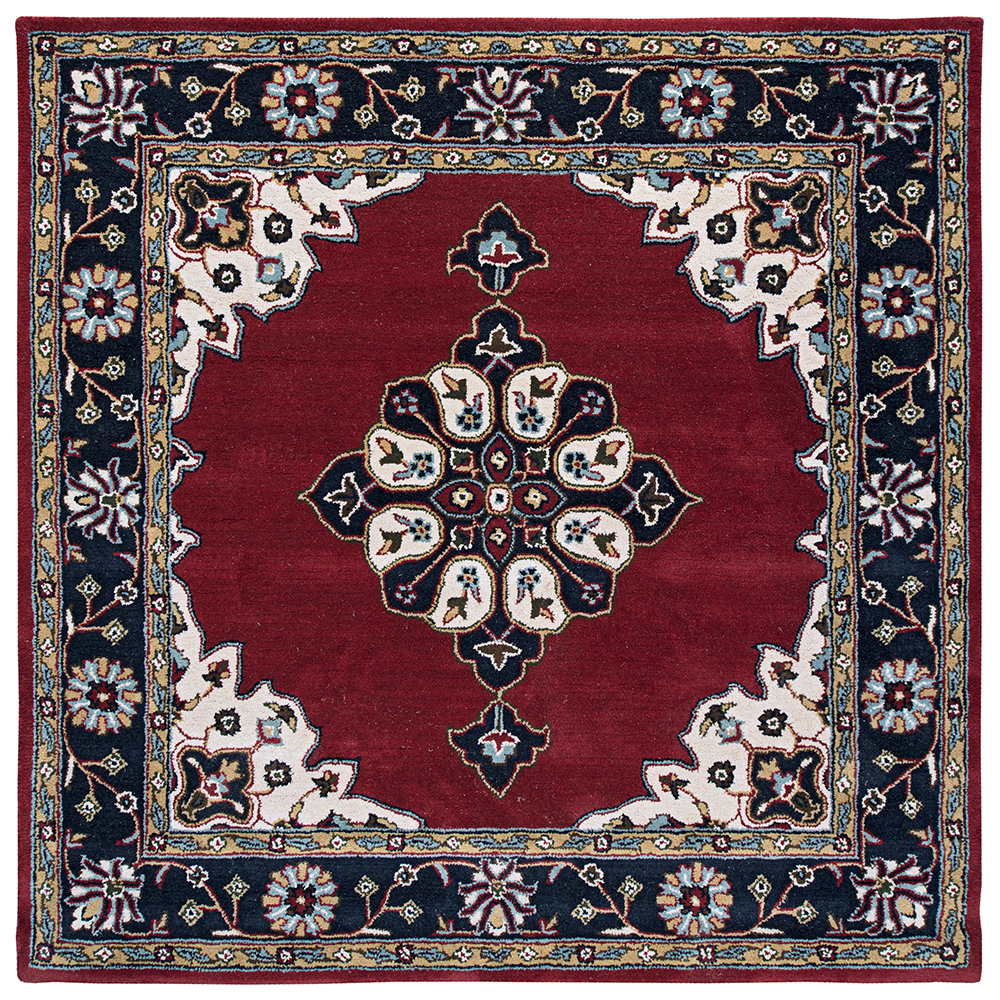 Picture of Due Process Stable Trading Tufted Kashan Open Field Red & Navy Square Area Rug&#44; 6 x 6 ft.
