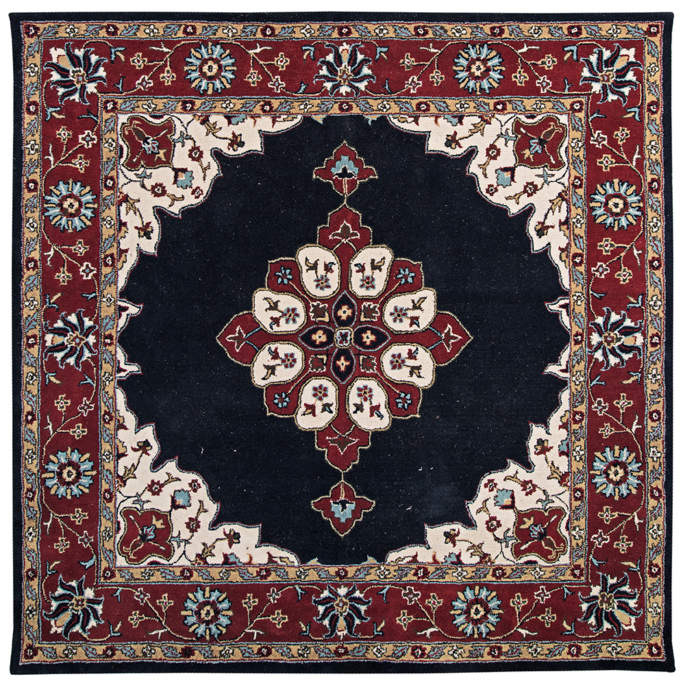 Picture of Due Process Stable Trading Tufted Oushak Navy & Red Square Area Rug&#44; 6 x 6 ft.