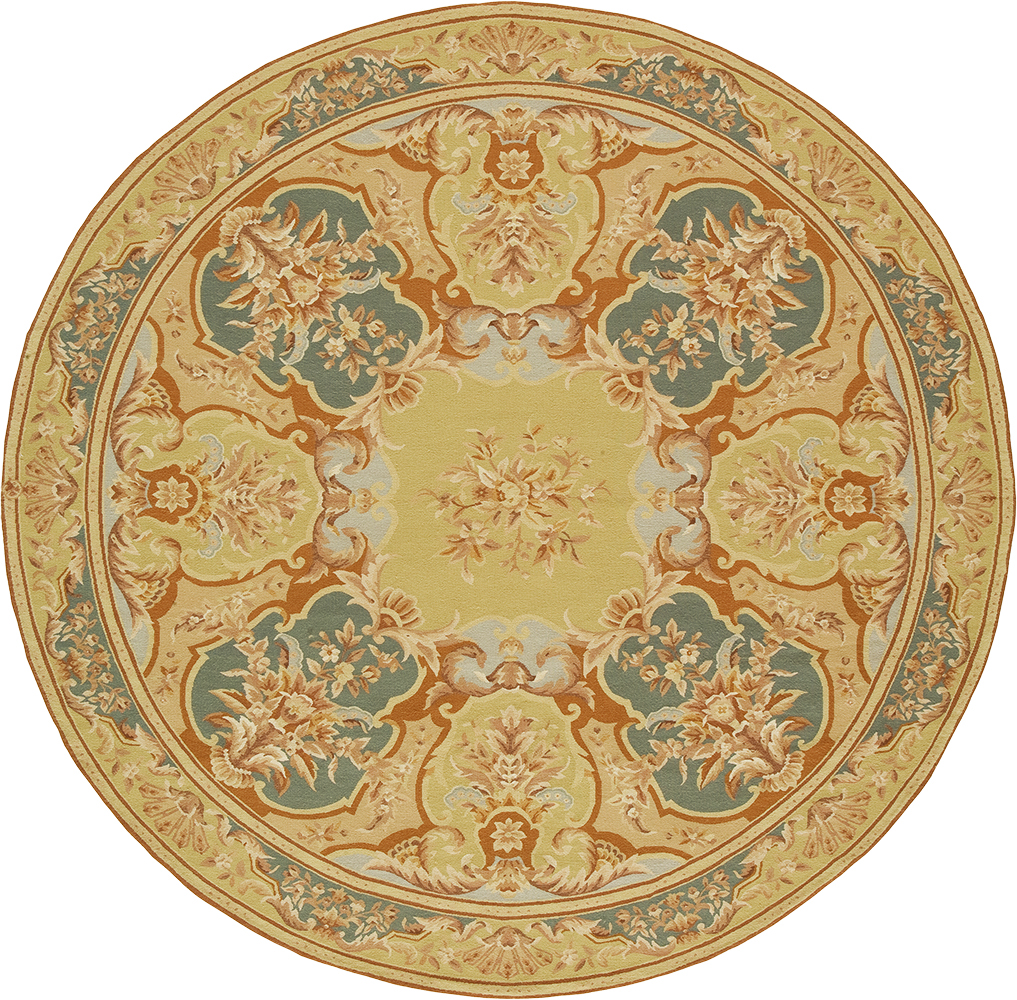 Picture of Due Process Stable Trading Aubusson Etienne Ivory & Blue Round Area Rug&#44; 6 x 6 ft.
