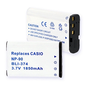 Empire BLI-374 3.7V Casio NP-90 Li-ion 1850 mAh Batteries - 6.84 watt