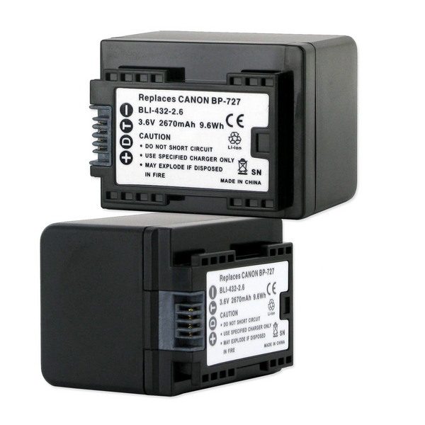 Picture of Empire BLI-432-2.6 Canon BP-727 3.6V 2670 mAh Batteries - 9.61 watt