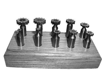 Picture of   Woodruff Keyseat Cutters Set in Wood Block 10 Piece High Speed Steel Staggered Tooth - American Standards 403&#44; 204&#44; 305&#44; 404&#44; 505&#44; 406&#44; 806&#44; 606&#44; 608&#44; 808