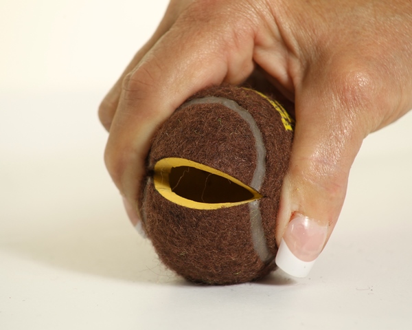2.4 in. Brown PreCut Tennis Balls with 50 mm Slit Cut - 4 Count
