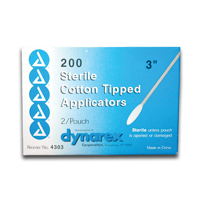 Dynarex 922-00037BX100 3 in. Cotton Tip Applicator, Box of 100