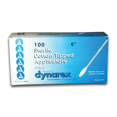 Dynarex 922-00040BX100 6 in. Cotton Tip Applicator, Box of 100