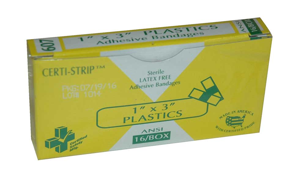 Picture of Certified Safety 922-00110 1 x 3 in. Unitized Adhesive Bandages&#44; Box of 16