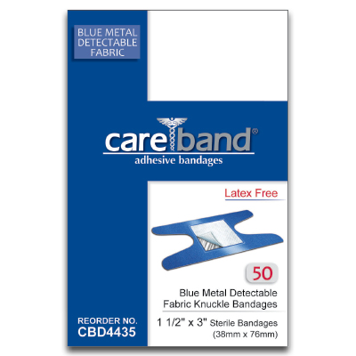 Picture of Care Brand 922-00201BX50 Blue Metal Detectable Fabric Knuckle Bandages&#44; Box of 50