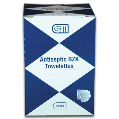 Picture of Certified Safety 922-00745 Antiseptic BZK Towelettes&#44; Box of 25