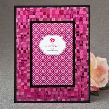 Picture of FashionCraft 12208 4 x 6 in. Fabulous Fuchsia Mosaic Frame with Glass & Black Borders - Pack of 4