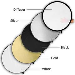 Picture of Fotodiox Reflector-5in1-22 22 in. 5-in-1 Reflector Pro, Premium Grade Collapsible Disc, Soft Silver, Gold, Black, White & Diffuser