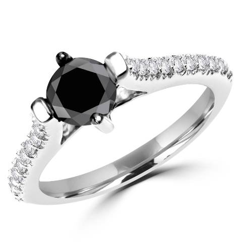 Picture of Majesty Diamonds MD130013-4 1.1 CTW Round Black & White Diamond Engagement Ring in 14K White Gold&#44; Size 4