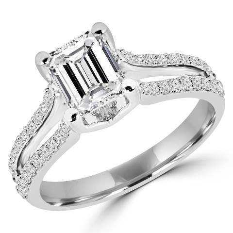 Picture of Majesty Diamonds MD160016-9 1.4 CTW Multi Stone Emerald Cut Diamond Engagement Ring in 14K White Gold&#44; Size 9