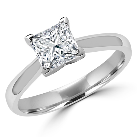 Picture of Majesty Diamonds MD160045-9 0.4 CT Classic Princess Cut Solitaire Diamond Engagement Ring in 14K White Gold&#44; Size 9