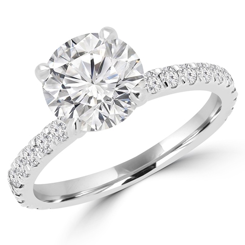 MD160121-8.25 2 CTW Round Cut Multi-Stone Diamond Engagement Ring in 14K White Gold, Size 8.25