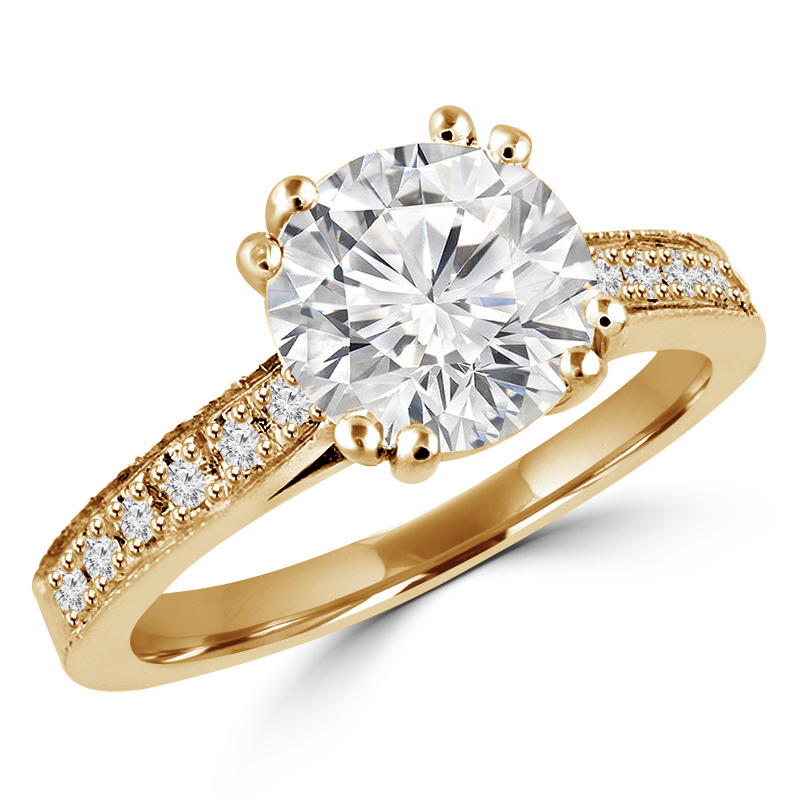 Picture of Majesty Diamonds MD160249-4 0.88 CTW Round Brilliant Diamond Multi Stone Engagement Ring in 14K Yellow Gold&#44; Size 4