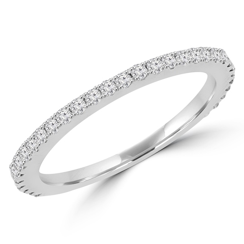 MD160307-7.25 0.33 CTW Round Cut Diamond Semi Eternity Wedding Anniversary Band Ring in 14K White Gold, Size 7.25