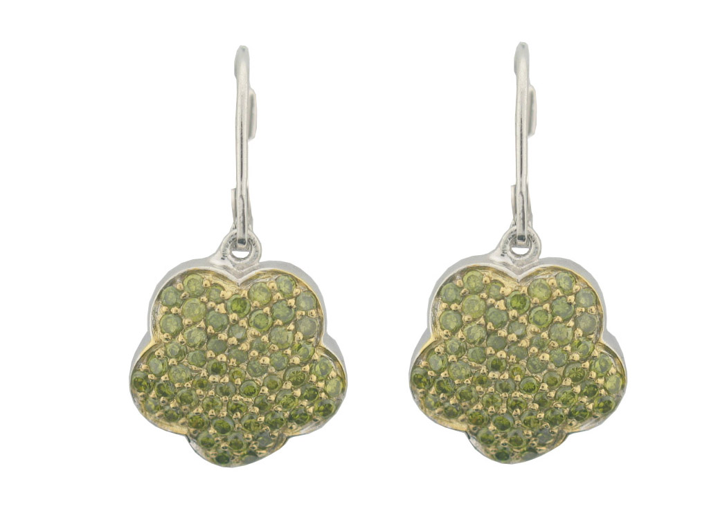 Sterling Silver Fluttering Green CZ Flower French Clasp Dangle Earrings -  The Gem Collection, TH1113341