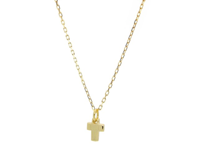 Silver Gold Plated Mini Cross 7 mm Pendant Necklace, 16 Plus 2 in -  The Gem Collection, TH1113513