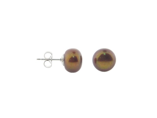Picture of Fronay Collection Sterling Silver Coffee Fresh Water Pearl Stud Earrings
